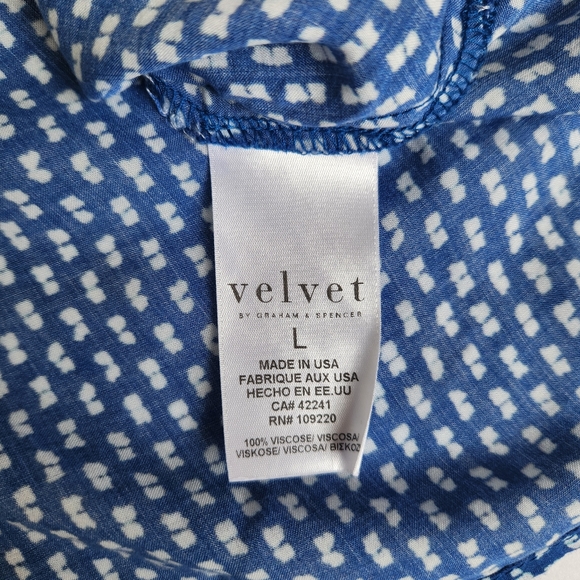 Velvet By Graham And Spencer Marnita Dress Blue White Print Lightweight Large - Picture 11 of 16